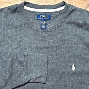 NWT Polo Ralph Lauren Men's XL Gray White Logo Waffle Thermal Sleepwear Shirt
